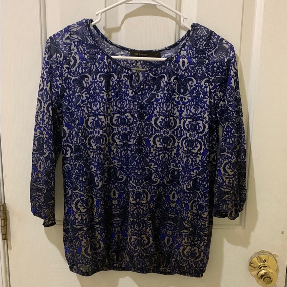 Elegant Blue Patterned Women's Top